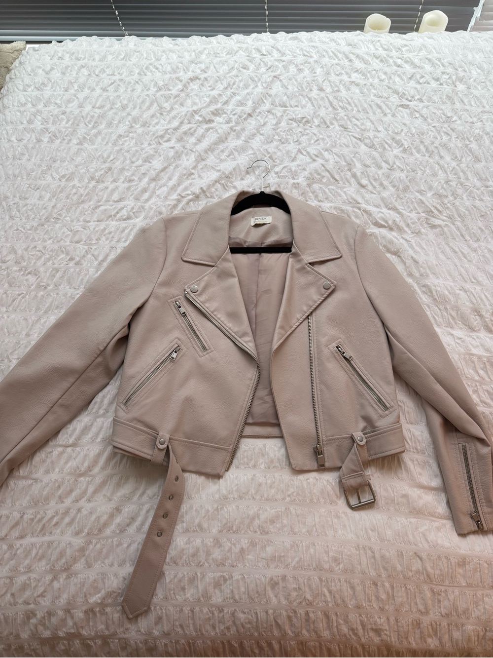 Only brand, cream faux leather jacket